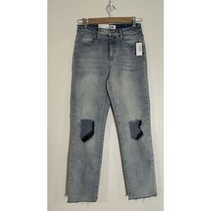 RSQ High Rise Straight Leg Jeans Size 25 Light Wash Distressed